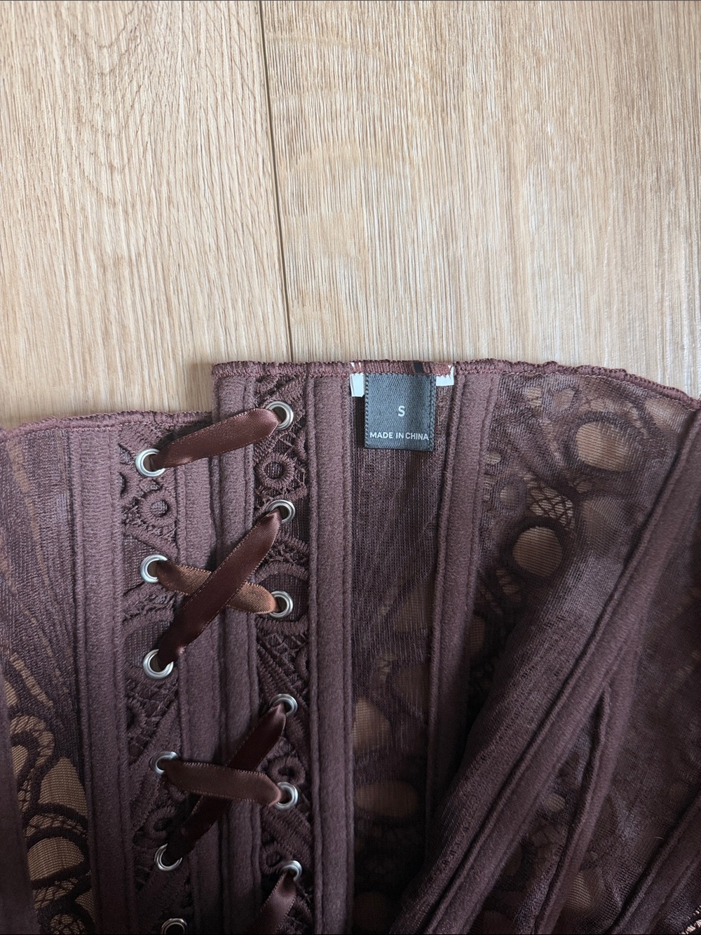 Lace Corset Tube Top in Brown NWOT - Picture 3 of 3
